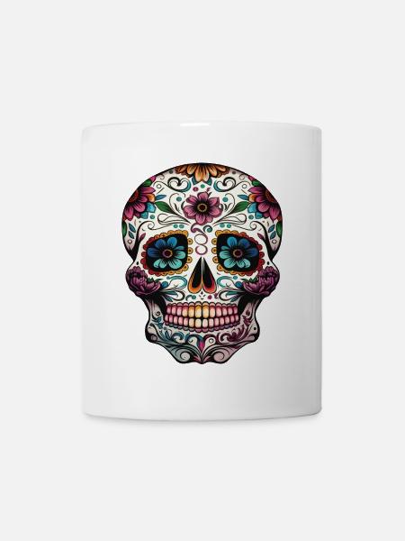 Crâne décoratif Mexicain - Mug blanc - blanc