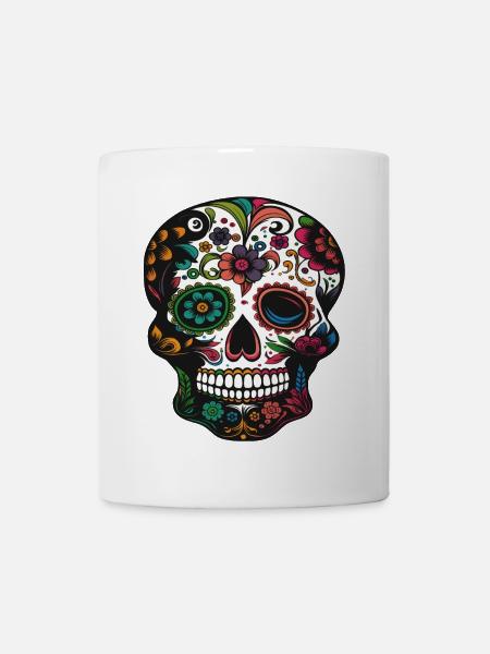 Tête de mort, fête des morts au Mexique - Mug blanc - blanc