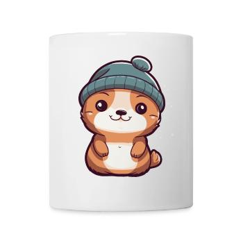 Süßer Baby Otter mit Schnee und Mütze Winter - Tasse - Weiß - Vorne
