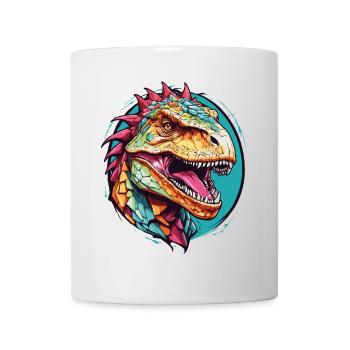 Buntes Tyrannosaurus Rex Portrait - Tasse - Weiß - Vorne