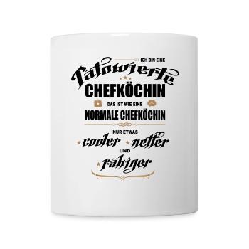 Chefköchin mit Tattoos. Tätowierte Köchin. - Tasse - Weiß - Vorne