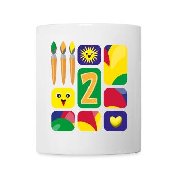 2 / Lustige zwei mit Pinsel zum Geburtstag. - Tasse - Weiß - Vorne