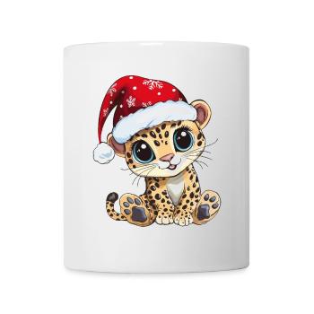 Léopard Noël Mignon Noël mignon - Mug blanc - blanc - Devant