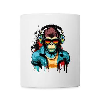 Affe Kopfhörer Sonnenbrille Gamer Zocken Musik - Tasse - Weiß - Vorne