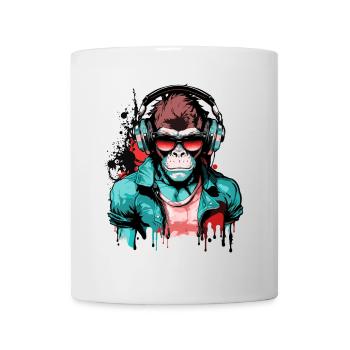Affe Kopfhörer Sonnenbrille Gamer Zocken Musik - Tasse - Weiß - Vorne
