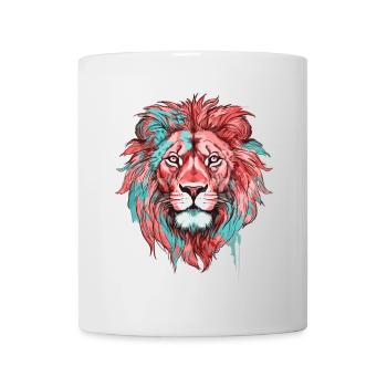 Lion Tête de Lion Coloré Prédateur Coloré Art Animalier - Mug blanc - blanc - Devant
