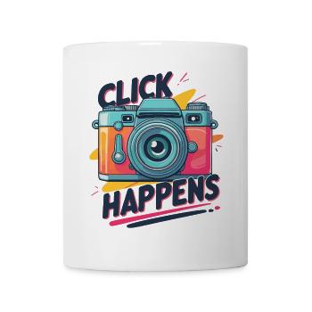 Retro Kamera - Click Happens - Tasse - Weiß - Vorne