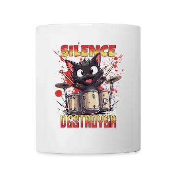 Tambours Tambours Silence Destructeur Chat Drôle - Mug blanc - blanc - Devant