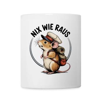 Nix wie weg lustige Maus mit Rucksack geht wandern - Tasse - Weiß - Vorne