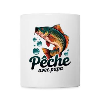 Pêcher avec papa, c'est le top. Carpe sautante - Mug blanc - blanc - Devant