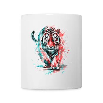 Tiger Head Predator Nature Wilderness Splash Colorful - Mug - white - Front