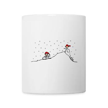 Sledding on the mountain in snow - Mug - white - Front