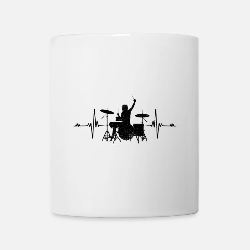Drummer Herzschlag Schlagzeuger Drums Fun Geschenk - Tasse - Weiß