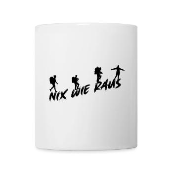 Nix wie raus Zelten Wandern Trekking Bergsteigen - Tasse - Weiß - Vorne
