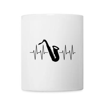 Je joue du rythme cardiaque du saxophone avec le saxophone - Mug blanc - blanc - Devant
