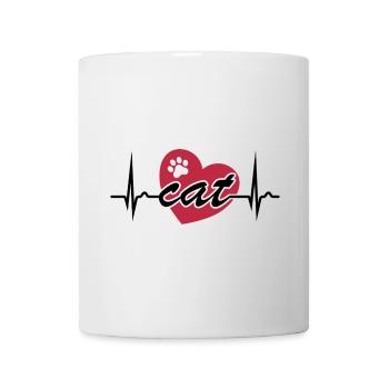ECG Curve - Heart Curve - Pulse - Cat - Paw - Mug - white - Front