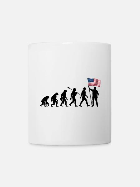 Amerika - USA - Evolution - Flagge - Nation - Tasse - Weiß