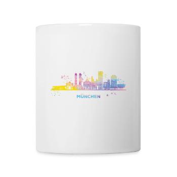 Münchener Skyline Bunt Stadtbild München - Tasse - Weiß - Vorne