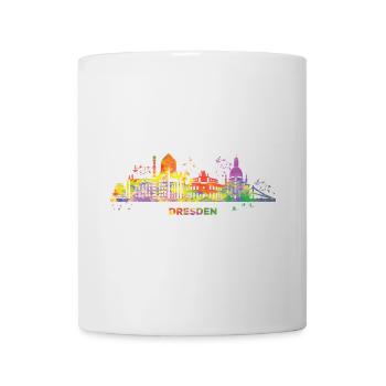 Dresdener Zwinger Skyline Bunt Stadtbild Dresden - Tasse - Weiß - Vorne