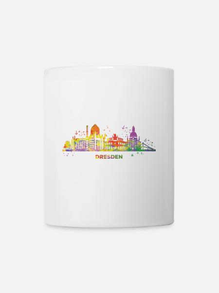 Dresdener Zwinger Skyline Bunt Stadtbild Dresden - Tasse - Weiß