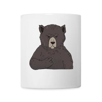 Ours brun grincheux avec un majeur - Mug blanc - blanc - Devant