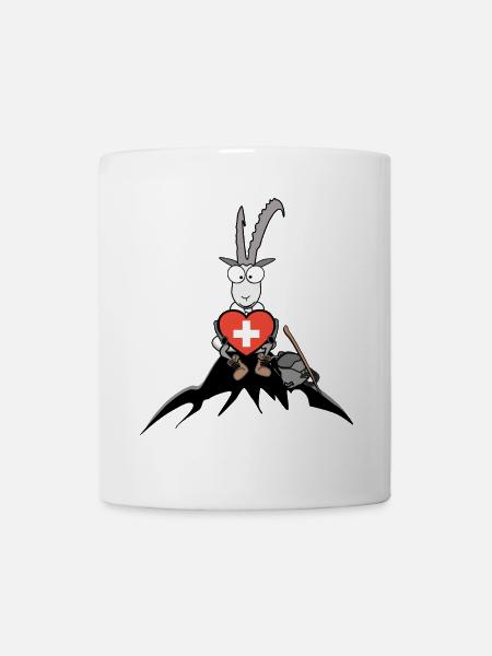 Bouquetin suisse avec cœur - Mug blanc - blanc