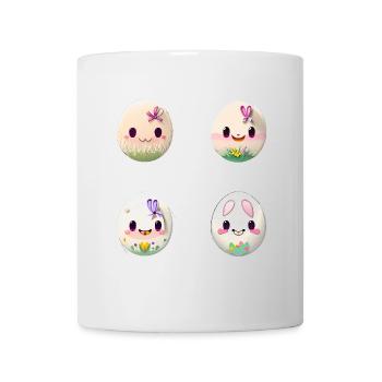 Oeuf de Pâques Visages d’oeufs de Pâques - Mug blanc - blanc - Devant