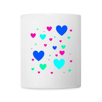 Hearts, Colorful, Blue, Pink, Pink, Heart - Mug - white - Front