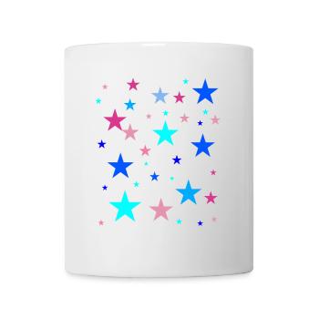 Sterne, bunt, blau, rosa, pink - Tasse - Weiß - Vorne