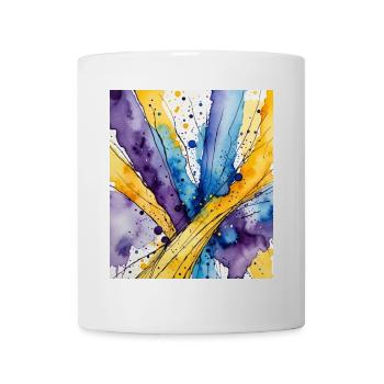 Wasserkolorwirbel Blau Gelb Lila - Tasse - Weiß - Vorne