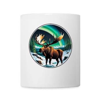 Moose in the Northern Lights - Norrland's king in the forest - Mug - white - Front