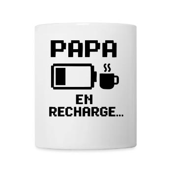 PAPA EN RECHARGE… - Mug blanc - blanc - Devant