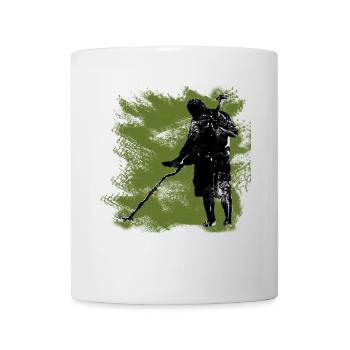 Ein Schatzsucher mit dem Metalldetektor und Spaten - Tasse - Weiß - Vorne