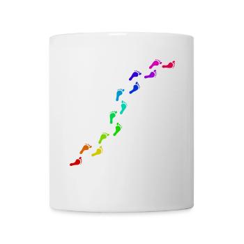 empreintes colorées, pieds nus sur la plage - Mug blanc - blanc - Devant