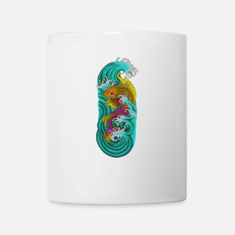 Japanese koi fish yellow purple - Mug - white