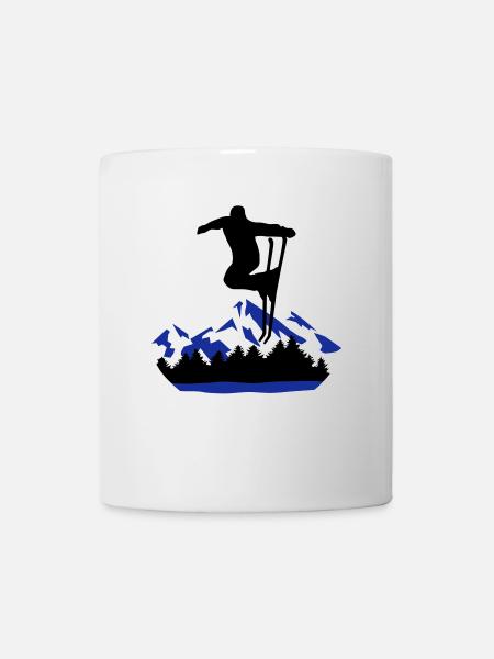 Skifahrer und Berge, Ski und Berg - Tasse - Weiß