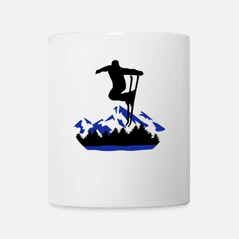 Skifahrer und Berge, Ski und Berg - Tasse - Weiß