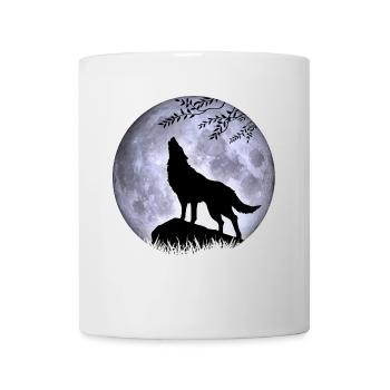 Wolf Vollmond Halloween Nacht Albtraum nightmare - Tasse - Weiß - Vorne