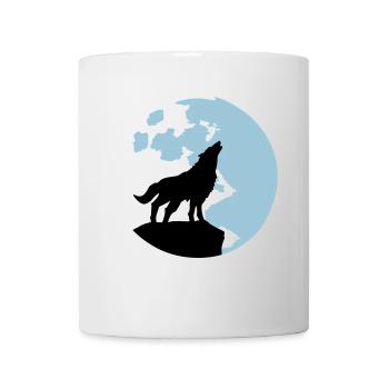 Wolf und Vollmond - Tasse - Weiß - Vorne