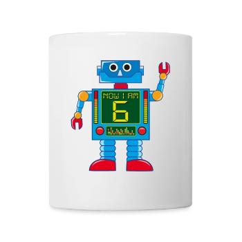 Roboter 6 Jahre 6. Geburtstag - Tasse - Weiß - Vorne