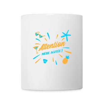 ATTENTION, MÈRE AGITÉE ! (maman, plage) - Mug blanc - blanc - Devant
