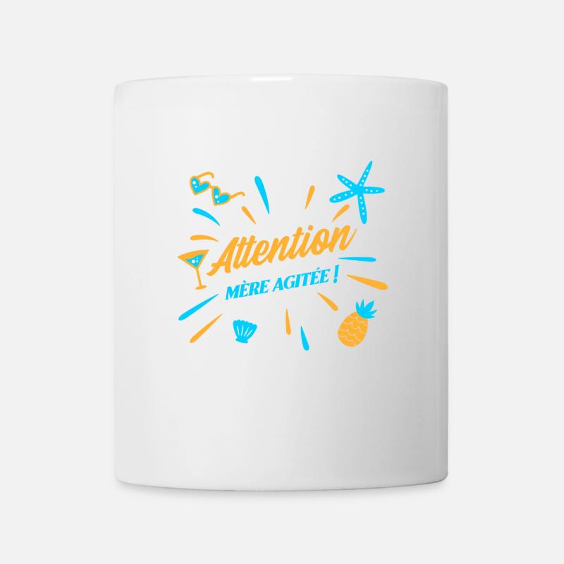 ATTENTION, MÈRE AGITÉE ! (maman, plage) - Mug blanc - blanc