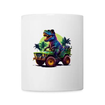 T Rex fährt Monster Truck - Tasse - Weiß - Vorne