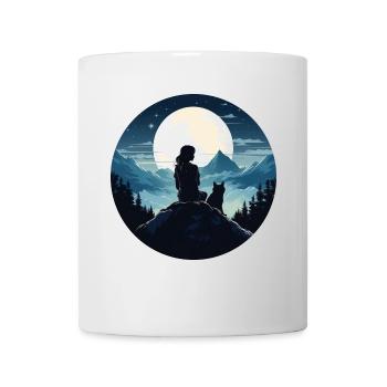 Young woman and her wolf - Mug - white - Front