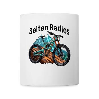 Mountainbike - Selten Radlos Fahrrad Spruch - Tasse - Weiß - Vorne