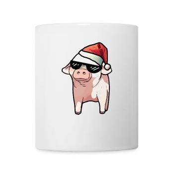Christmas Meme Pig Piglet Glasses Santa Claus - Mug - white - Front