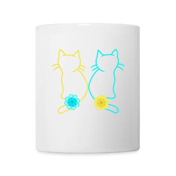Cat Spring Flower Cats Retro Vintage 80s - Mug - white - Front