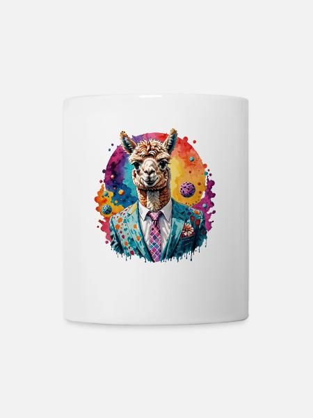 Alpaka im Anzug - Tasse - Weiß