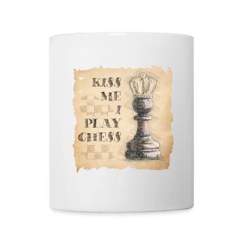 Embrasse-moi, je joue aux échecs. Roi / Dame des pions. - Mug blanc - blanc - Devant