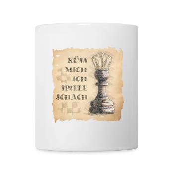 Küss mich, ich spiele Schach. Pawn King / Queen. - Tasse - Weiß - Vorne